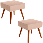 Kit 02 Puffs Banqueta Decorativa Com Pés Palito Lívia W01 Lin