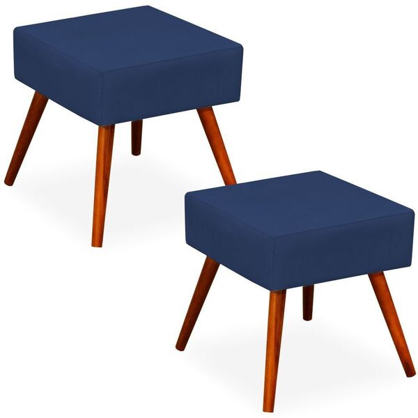 Kit 02 Puffs Banqueta Decorativa Com Pés Palito Lívia W01 Sue