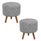 Kit 02 Puffs Banqueta Decorativa Dora Redondo Estampado Quadr