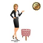 Kit 02 Puffs Banqueta Decorativa Dora Redondo Estampado Zig Z