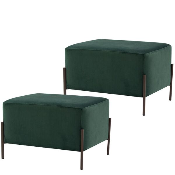 Kit 02 Puffs Banqueta Decorativa Sala De Estar Heron Veludo V