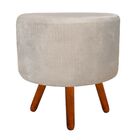 Kit 02 Puffs Banqueta Dora Redondo Suede Bege Pés Palito Cast