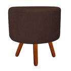 Kit 02 Puffs Banqueta Dora Redondo Suede Marrom Pés Palito Ca