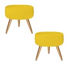 Kit 02 Puffs Banqueta Nina Decorativo Redondo Pé Palito Suede