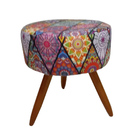 Kit 02 Puffs Banqueta Redondo Classic Suede Mandala Vermelho