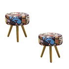 Kit 02 Puffs Banqueta Redondo Classic Suede Romero Brito - Ds