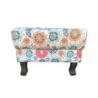 Kit 02 Puffs Banqueta Retrô Luis Xv Suede Floral L20 - Nay Es