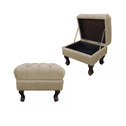 Kit 02 Puffs Baú Retrô Luiz Xv Capitonê Para Sala E Quarto Su