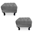 Kit 02 Puffs Baú Retrô Luiz Xv Capitonê Para Sala E Quarto Su