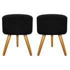 Kit 02 Puffs Carol Palito Mel Suede Preto - Amarena Móveis