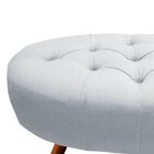 Kit 02 Puffs Classic Oval Pés Palito Capitonê Suede Cinza – D