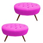 Kit 02 Puffs Classic Oval Pés Palito Capitonê Suede Pink – D'
