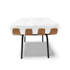 Kit 02 Puffs Costela Corano Branco Base Metálica Preto - D'ro