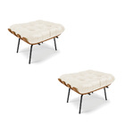 Kit 02 Puffs Costela Corino Base Metálica Preto - D'rossi - B