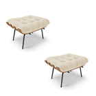 Kit 02 Puffs Costela Linho Base Metálica Preto - D'rossi - A1