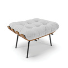 Kit 02 Puffs Costela Linho Cinza A05 Base Metálica Preto - D'