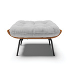 Kit 02 Puffs Costela Linho Cinza A05 Base Metálica Preto - D'