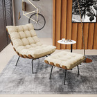 Kit 02 Puffs Costela Linho Palha A32 Base Metálica Preto - D'