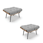 Kit 02 Puffs Costela Suede Base Metálica Preto - D'rossi - Ci