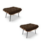 Kit 02 Puffs Costela Suede Base Metálica Preto - D'rossi - Ma