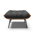 Kit 02 Puffs Costela Suede Preto Base Metálica Preto - D'rossi