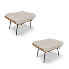 Kit 02 Puffs Costela Veludo Luxo Base Metálica Preto - D'ross