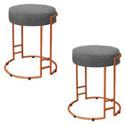 Kit 02 Puffs Dara Linho Base Industrial Cobre - D'rossi - Gra