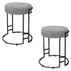 Kit 02 Puffs Dara Linho Base Industrial Preto - D'rossi - Cin