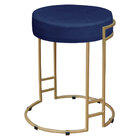 Kit 02 Puffs Dara Suede Azul Marinho Base Industrial Dourado