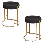 Kit 02 Puffs Dara Suede Base Industrial Dourado - D'rossi - P