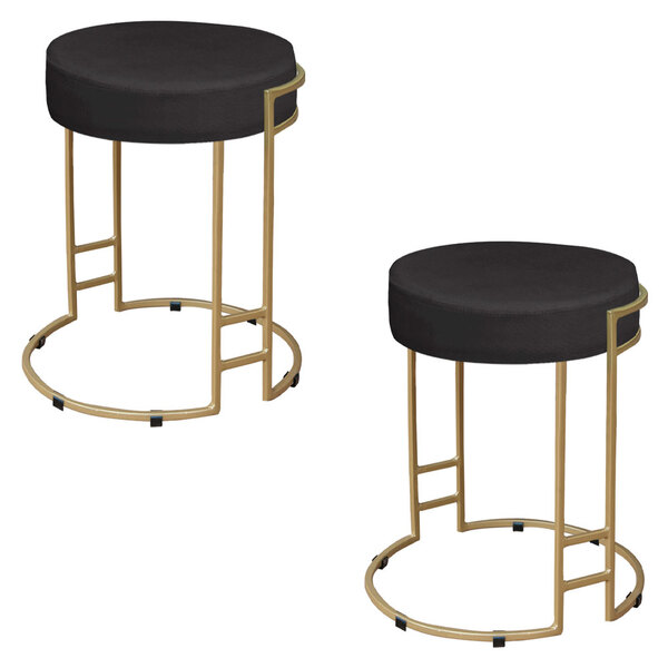 Kit 02 Puffs Dara Suede Base Industrial Dourado - D'rossi - P