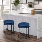 Kit 02 Puffs Dara Suede Base Industrial Preto - D'rossi - Azu