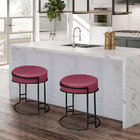 Kit 02 Puffs Dara Suede Base Industrial Preto - D'rossi - Rosa