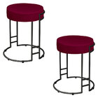 Kit 02 Puffs Dara Suede Base Industrial Preto - D'rossi - Vin