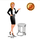 Kit 02 Puffs Dara Suede Branco Base Industrial Preto - D'rossi