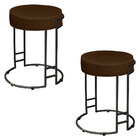 Kit 02 Puffs Dara Suede Marrom Base Industrial Preto - D'rossi