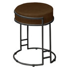 Kit 02 Puffs Dara Suede Marrom Base Industrial Preto - D'rossi