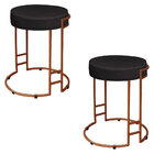 Kit 02 Puffs Dara Suede Preto Base Industrial Cobre - D'rossi