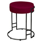 Kit 02 Puffs Dara Suede Vinho Base Industrial Preto - D'rossi