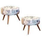 Kit 02 Puffs Decorativo Angel Suede Jornal Branco L20