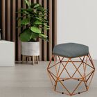 Kit 02 Puffs Decorativo Aramado Bronze Six L02 Linho Chumbo -