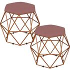 Kit 02 Puffs Decorativo Aramado Bronze Six L02 Suede Rosê - L