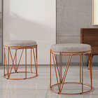 Kit 02 Puffs Decorativo Aramado Bronze Zaya L02 Linho Bege -