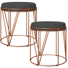 Kit 02 Puffs Decorativo Aramado Bronze Zaya L02 Linho Chumbo