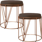 Kit 02 Puffs Decorativo Aramado Bronze Zaya L02 Suede Marrom