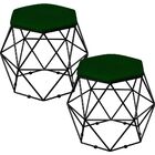 Kit 02 Puffs Decorativo Aramado Preto Six L02 Suede Verde Mus