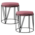 Kit 02 Puffs Decorativo Aramado Preto Zaya L02 Suede Rosê - L