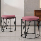 Kit 02 Puffs Decorativo Aramado Preto Zaya L02 Suede Rosê - L