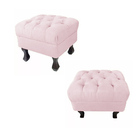 Kit 02 Puffs Decorativo Luiz Xv Veludo Rosa Bebê - Montanaris