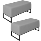 Kit 02 Puffs Decorativo Para Sala De Estar Cléo W01 Base De F